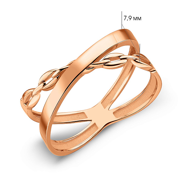 Кольцо из красного золота Звенья (арт. 156093) – изображение 3