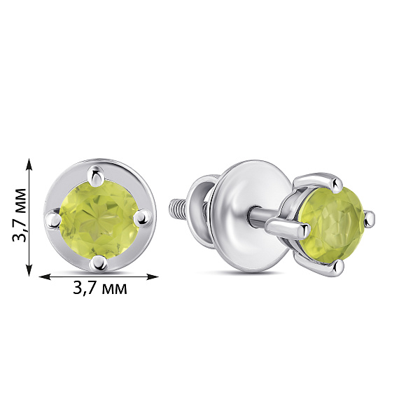 Серебряные пусеты с хризолитом (арт. 7518/2193586Хрз) – изображение 2