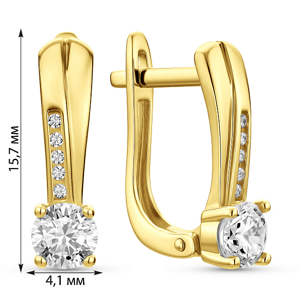 Серьги из желтого золота с фианитами (арт. 111097ж) – изображение 4