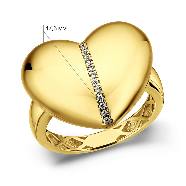 Золота каблучка Francelli Серце з діамантами (арт. К141382005ж) – зображення 8