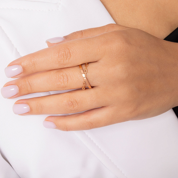 Кольцо Звенья из красного золота (арт. 1401052) – изображение 2