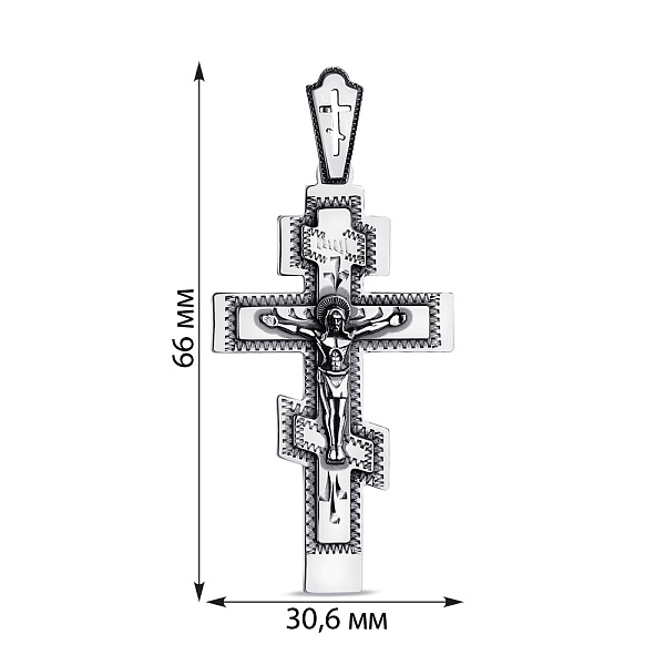 Срібний натільний хрестик з розп'яттям (арт. 7904/3591-ч) – зображення 2