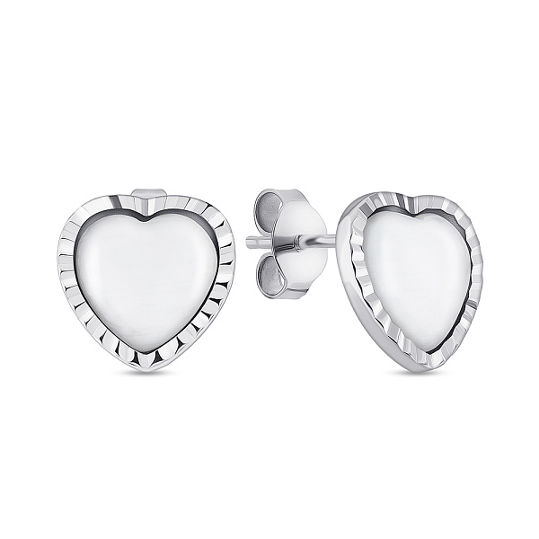 Серебряные серьги Сердце с кошачим глазом (арт. 7518/6994ко) – изображение 1