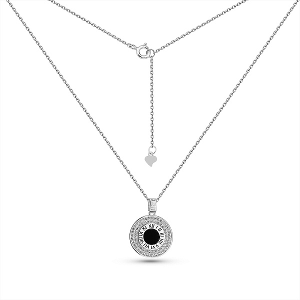 Срібне кольє з оніксом та фіанітами (арт. 7507/2266о) – зображення 2