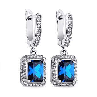 Срібні сережки-підвіски з фіанітами (арт. 7502/СК2ФЛТ/430)