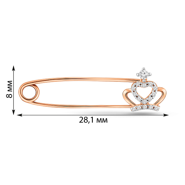 Золота шпилька Корона з фіанітами (арт. 360102) – зображення 3