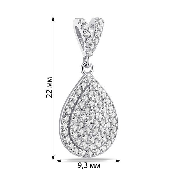 Серебряная подвеска капля с фианитами (арт. 7503/4593) – изображение 2