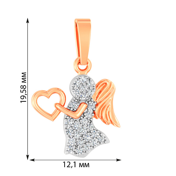 Підвіс з червоного золота "Янгол" з діамантами (арт. П011204010) – зображення 2
