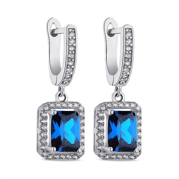 Срібні сережки-підвіски з фіанітами (арт. 7502/СК2ФЛТ/430) – зображення 1