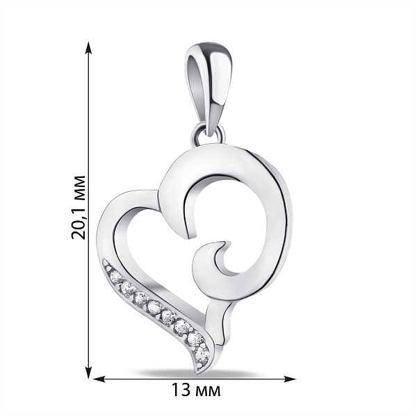 Серебряный подвес "Сердце" с фианитами (арт. 7503/3670) – изображение 2