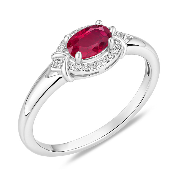 Серебряное кольцо с рубином и фианитами (арт. 7501/8939Р) – изображение 1