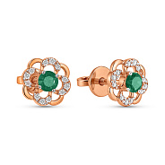 Фото Золоті пусети зі смарагдом та діамантами (арт. Т011086и)