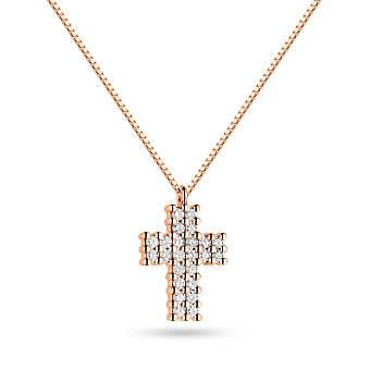 Фото Золотое колье с бриллиантами Крестик (арт. Ц011278030/2)