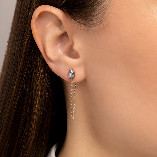 Пусеты золотые с топазом (арт. 110094Птг) – изображение 3