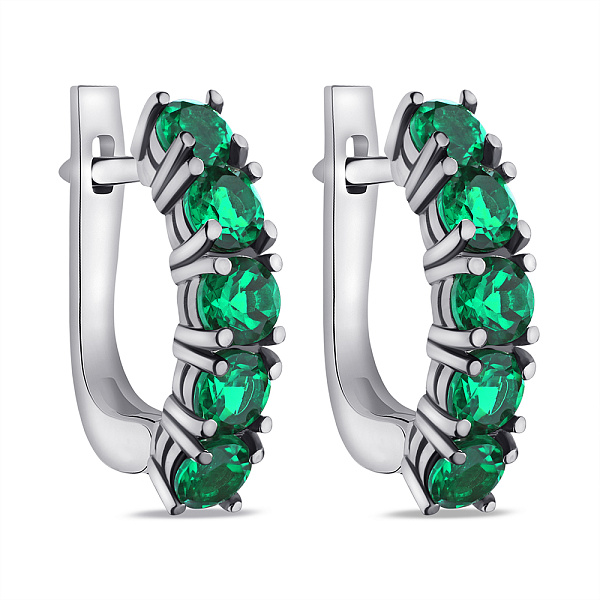 Серьги из серебра с зеленым кварцем  (арт. 7502/2291Пкз) – изображение 1