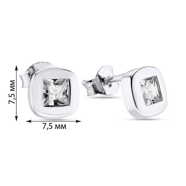 Серебряные серьги пусеты с фианитами (арт. 7518/5393) – изображение 2