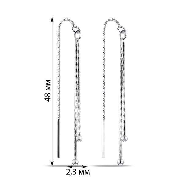 Серебряные серьги-протяжки без камней (арт. 7502/9681) – изображение 2