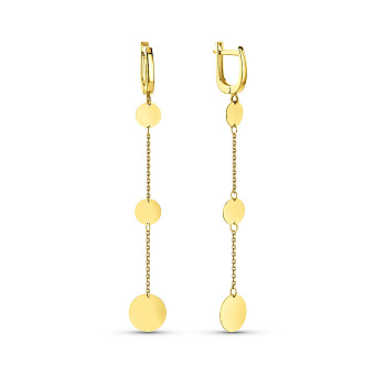 Золотые серьги с подвесками Монеты (арт. 1091079ж)