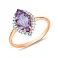 Каблучка з червоного золота з аметистом і фіанітами (арт. 152769А) – зображення 1