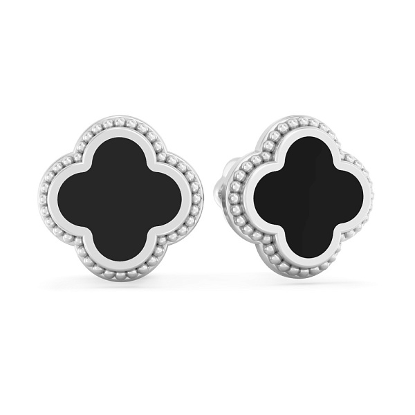 Золотые серьги пусеты с эмалью (арт. 1101128беч) – изображение 1