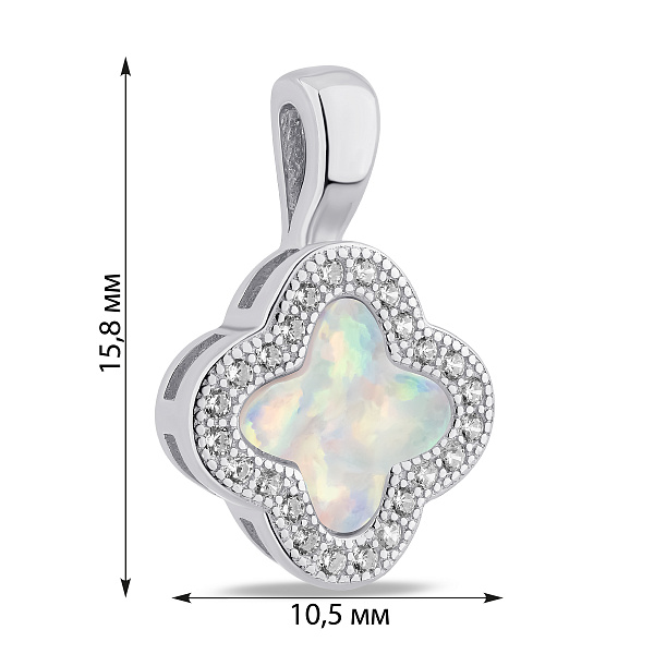 Серебряная подвеска с опалом и фианитами (арт. 7503/4463/10Поб) – изображение 2