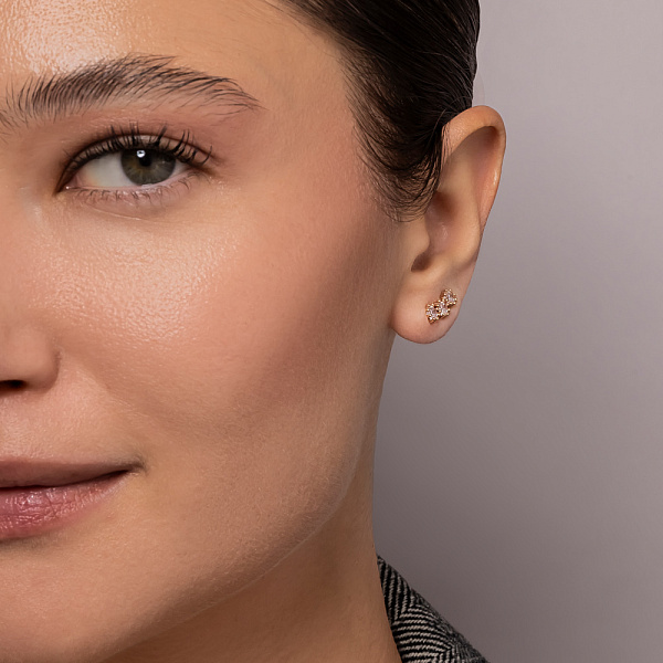 Золотые серьги каффы с фианитами (арт. 110198) – изображение 4