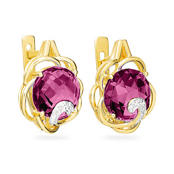 Серьги из желтого золота с кварцем и фианитами (арт. 110423Пжр)