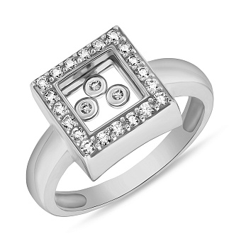 Кольцо из белого золота Квадрат с фианитами (арт. 150715б)