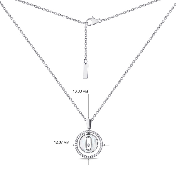 Серебряное колье с перламутром и фианитами (арт. 7507/1590п) – изображение 3