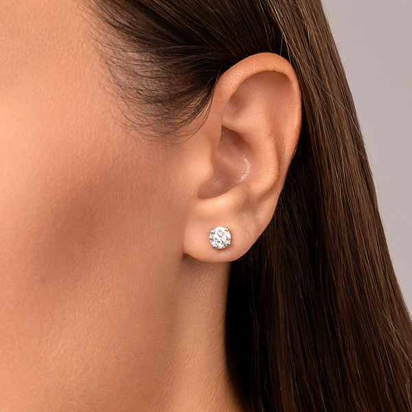 Золоті сережки-пусети з діамантами (арт. Т01116212046б) – зображення 3