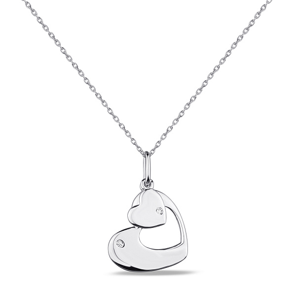 Серебряное колье Сердечки с фианитами (арт. 7507/2019) – изображение 1
