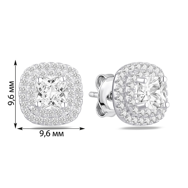 Серебряные пусеты с крупным фианитом (арт. 7518/7432) – изображение 2