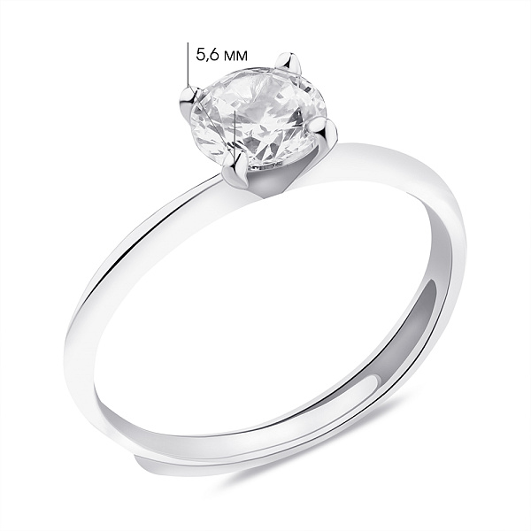 Безразмерное серебряное кольцо с фианитом (арт. 7501/6145) – изображение 2