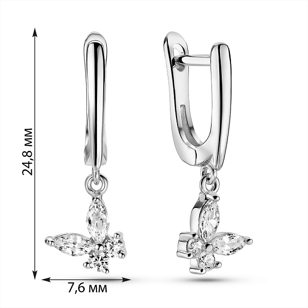 Срібні сережки Метелики з фіанітами (арт. 7502/10066) – зображення 2
