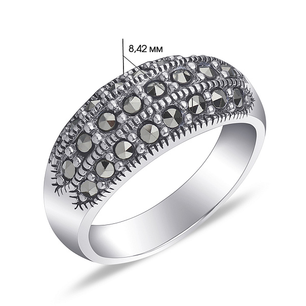 Серебряное кольцо с марказитами (арт. 7401/084мкр) – изображение 2