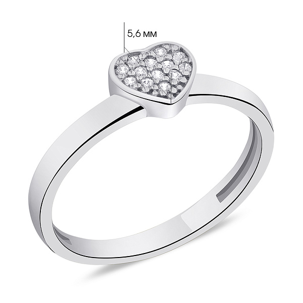 Кольцо из серебра "Сердце" с фианитами (арт. 7501/19119р) – изображение 4