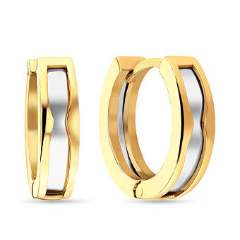 Золотые серьги-кольца без камней (арт. 103695/15жб)