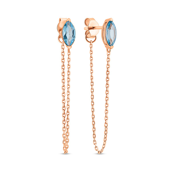 Пусеты золотые с топазом (арт. 110094Птг) – изображение 1