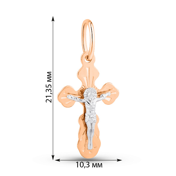 Хрестик з червоного золота з розп'яттям (арт. 514002) – зображення 2
