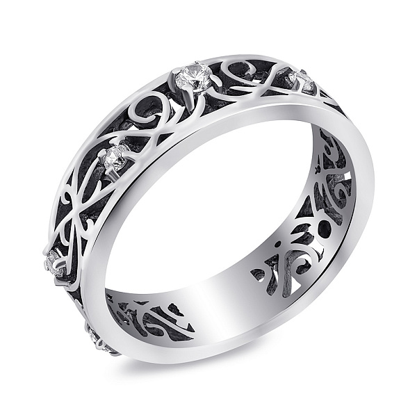 Серебряное кольцо с россыпью фианитов (арт. 7901/1028.10) – изображение 1