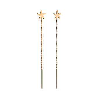 Сережки-протяжки из красного золота (арт. 105781)