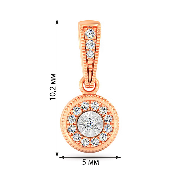 Кулон из красного золота с бриллиантами (арт. П011664005) – изображение 2