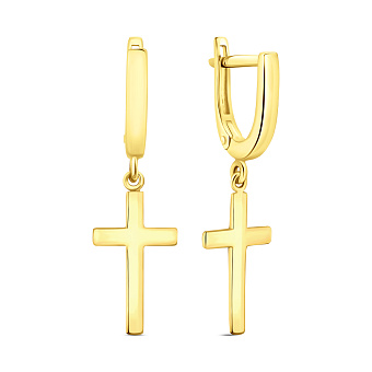 Золотые серьги-подвески с крестиками (арт. 110516ж)