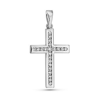 Фото Крестик из белого золота с бриллиантами (арт. 3111035202)