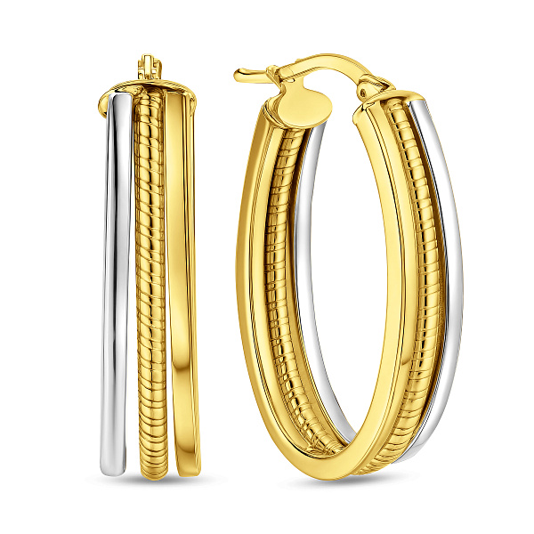 Широкие серьги-конго из комбинированного золота (арт. 1091626/25жб) – изображение 1