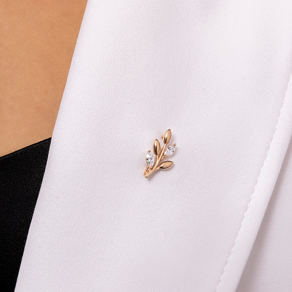 Золота брошка з фіанітами (арт. 360255) – зображення 2