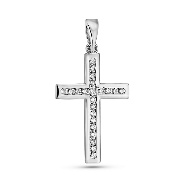 Хрестик з білого золота з діамантами (арт. 3111035202) – зображення 1