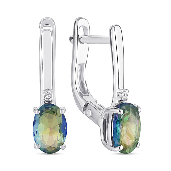 Серебряные серьги с топазом и фианитами (арт. 7502/2190301Пмст)