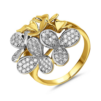 Фото Золотое кольцо с россыпью из фианитов (арт. 152748ж)