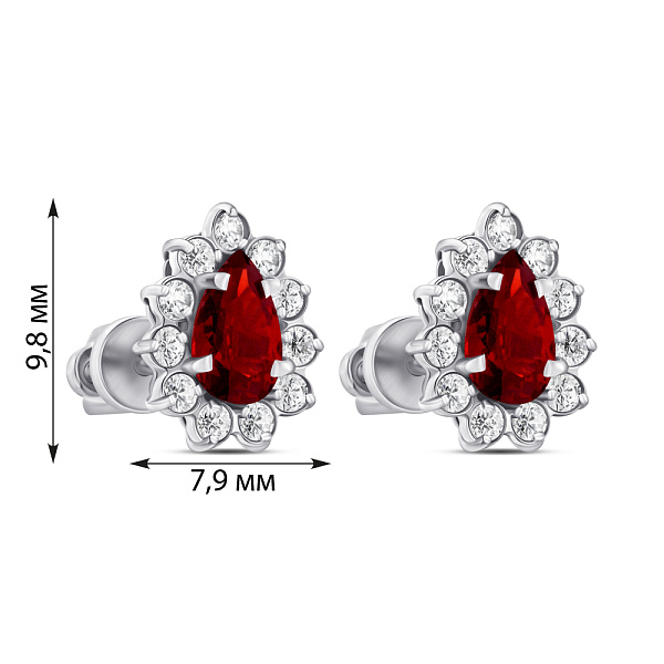 Срібні сережки з гранатом і фіанітами (арт. 7518/А086Гсю) – зображення 2